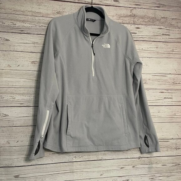 The North Face Grey Fleece 3/4 Zip Pullover Sweatshirt Size XL - Picture 2 of 8